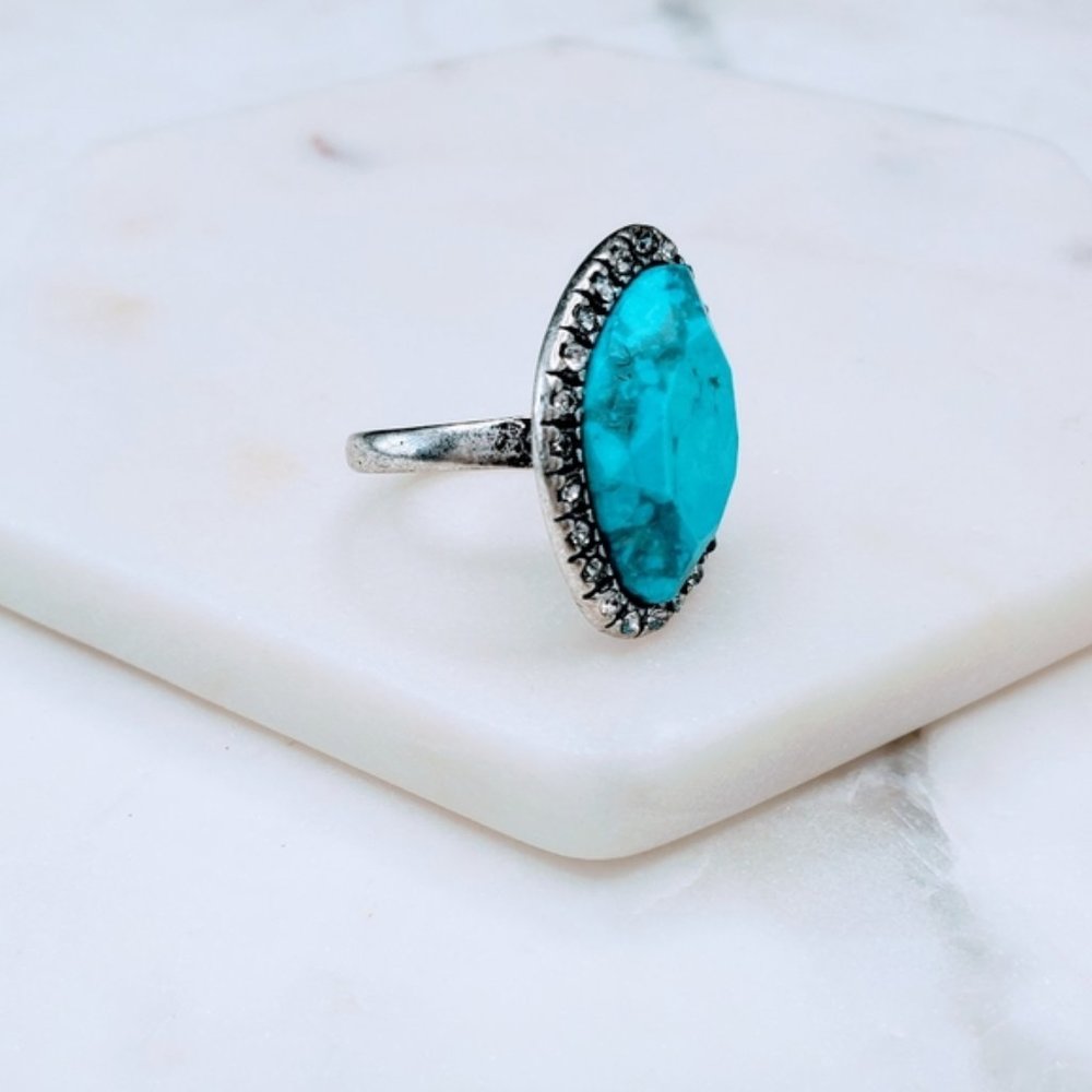 Turquoise Color Stone Statement Ring - Picture 3 of 5